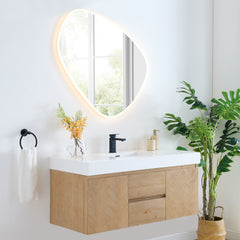 Altair Siena 48" Wall-mounted Single Bathroom Vanity in Light Brown with White Artificial Drop-in Sink