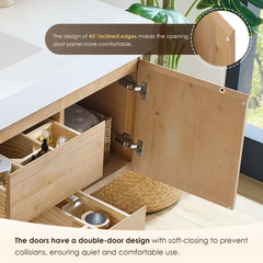 Altair Siena 48" Wall-mounted Single Bathroom Vanity in Light Brown with White Artificial Drop-in Sink