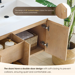 Altair Siena 60" Wall-mounted Double Bathroom Vanity in Light Brown with White Artificial Drop-in Sink