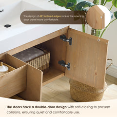 Altair Siena 72" Wall-mounted Double Bathroom Vanity in Light Brown with White Artificial Drop-in Sink