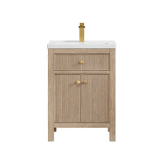 Altair Cerrito 24" Single Bathroom Vanity with White Ceramic Integrated Sink - Natural Oak, Without Mirror