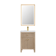 Altair Cerrito 24" Single Bathroom Vanity with White Ceramic Integrated Sink - Natural Oak