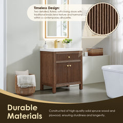 Altair Cerrito 30" Single Bathroom Vanity with White Engineered Stone Integrated Sink
