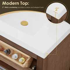 Altair Cerrito 30" Single Bathroom Vanity with White Engineered Stone Integrated Sink