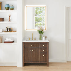 Altair Cerrito 36" Single Bathroom Vanity with Grain White Engineered Stone Countertop