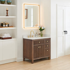 Altair Cerrito 36" Single Bathroom Vanity with Grain White Engineered Stone Countertop