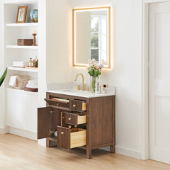 Altair Cerrito 36" Single Bathroom Vanity with Grain White Engineered Stone Countertop