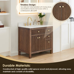 Altair Cerrito 36" Single Bathroom Vanity with Grain White Engineered Stone Countertop