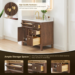 Altair Cerrito 36" Single Bathroom Vanity with Grain White Engineered Stone Countertop