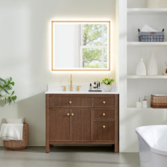 Altair Cerrito 42" Single Bathroom Vanity with Grain White Engineered Stone Countertop