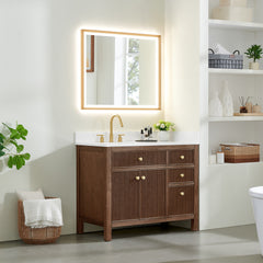 Altair Cerrito 42" Single Bathroom Vanity with Grain White Engineered Stone Countertop