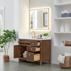 Altair Cerrito 42" Single Bathroom Vanity with Grain White Engineered Stone Countertop