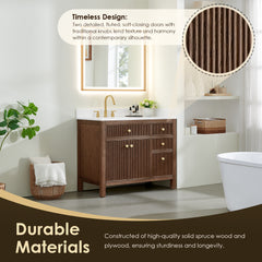 Altair Cerrito 42" Single Bathroom Vanity with Grain White Engineered Stone Countertop