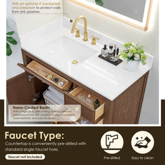 Altair Cerrito 42" Single Bathroom Vanity with Grain White Engineered Stone Countertop