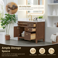 Altair Cerrito 42" Single Bathroom Vanity with Grain White Engineered Stone Countertop