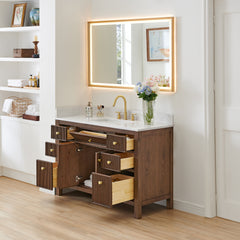 Altair Cerrito 48" Single Bathroom Vanity with Grain White Engineered Stone Countertop