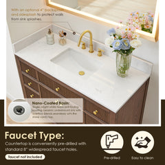 Altair Cerrito 48" Single Bathroom Vanity with Grain White Engineered Stone Countertop