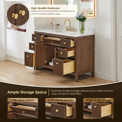 Altair Cerrito 48" Single Bathroom Vanity with Grain White Engineered Stone Countertop