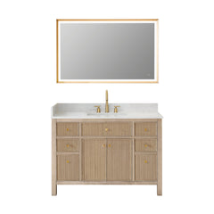 Altair Cerrito 48" Single Bathroom Vanity with Grain White Engineered Stone Countertop - Natural Oak