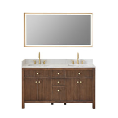 Altair Cerrito 60" Double Bathroom Vanity with Grain White Engineered Stone Countertop