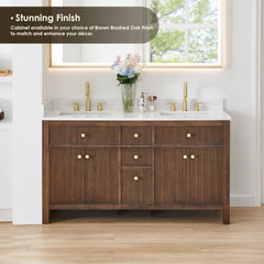 Altair Cerrito 60" Double Bathroom Vanity with Grain White Engineered Stone Countertop