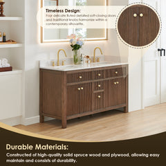 Altair Cerrito 60" Double Bathroom Vanity with Grain White Engineered Stone Countertop