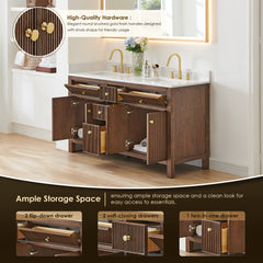 Altair Cerrito 60" Double Bathroom Vanity with Grain White Engineered Stone Countertop