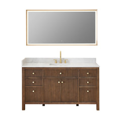Altair Cerrito 60" Single Bathroom Vanity with Grain White Engineered Stone Countertop