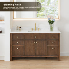 Altair Cerrito 60" Single Bathroom Vanity with Grain White Engineered Stone Countertop