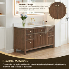 Altair Cerrito 60" Single Bathroom Vanity with Grain White Engineered Stone Countertop