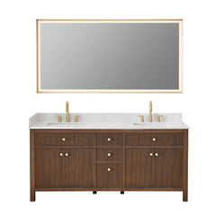 Altair Cerrito 72" Double Bathroom Vanity with Grain White Engineered Stone Countertop