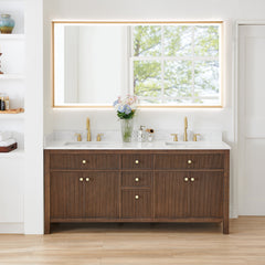 Altair Cerrito 72" Double Bathroom Vanity with Grain White Engineered Stone Countertop