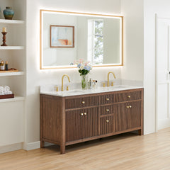 Altair Cerrito 72" Double Bathroom Vanity with Grain White Engineered Stone Countertop