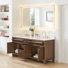 Altair Cerrito 72" Double Bathroom Vanity with Grain White Engineered Stone Countertop
