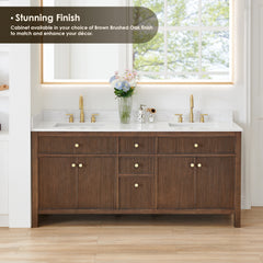 Altair Cerrito 72" Double Bathroom Vanity with Grain White Engineered Stone Countertop