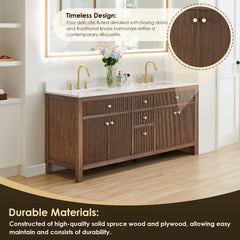 Altair Cerrito 72" Double Bathroom Vanity with Grain White Engineered Stone Countertop