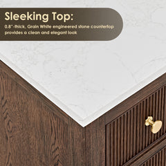 Altair Cerrito 72" Double Bathroom Vanity with Grain White Engineered Stone Countertop