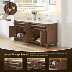 Altair Cerrito 72" Double Bathroom Vanity with Grain White Engineered Stone Countertop