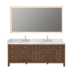 Altair Cerrito 84" Double Bathroom Vanity with Grain White Engineered Stone Countertop