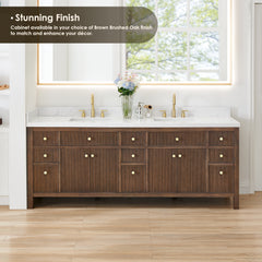 Altair Cerrito 84" Double Bathroom Vanity with Grain White Engineered Stone Countertop