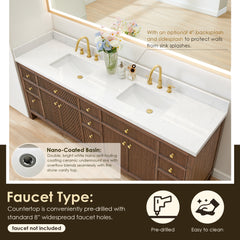 Altair Cerrito 84" Double Bathroom Vanity with Grain White Engineered Stone Countertop