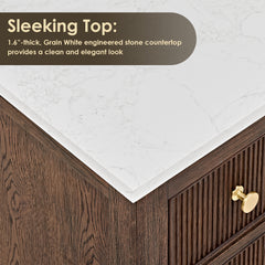 Altair Cerrito 84" Double Bathroom Vanity with Grain White Engineered Stone Countertop