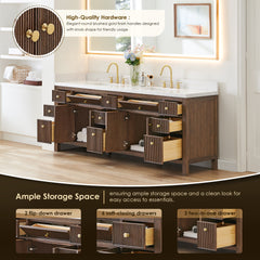 Altair Cerrito 84" Double Bathroom Vanity with Grain White Engineered Stone Countertop