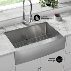Swiss Madison Tourner 30" x 21" Stainless Steel, Single Basin, Farmhouse Kitchen Sink with Apron - SM-KS760 - The Home Selection