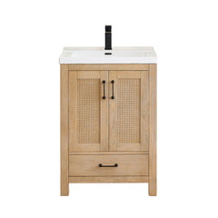 Altair Bondi 24" Single Bathroom Vanity in Light Brown with White Ceramic Drop-in Sink - Without Mirror