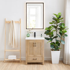 Altair Bondi 24" Single Bathroom Vanity in Light Brown with White Ceramic Drop-in Sink