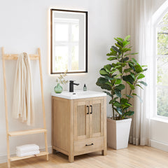 Altair Bondi 24" Single Bathroom Vanity in Light Brown with White Ceramic Drop-in Sink