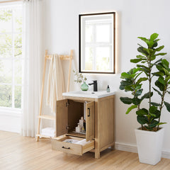 Altair Bondi 24" Single Bathroom Vanity in Light Brown with White Ceramic Drop-in Sink