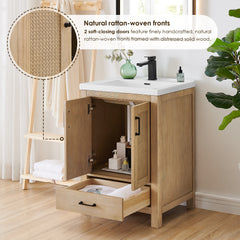 Altair Bondi 24" Single Bathroom Vanity in Light Brown with White Ceramic Drop-in Sink