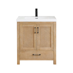 Altair Bondi 30" Single Bathroom Vanity in Light Brown with White Artificial Drop-in Sink - Without Mirror